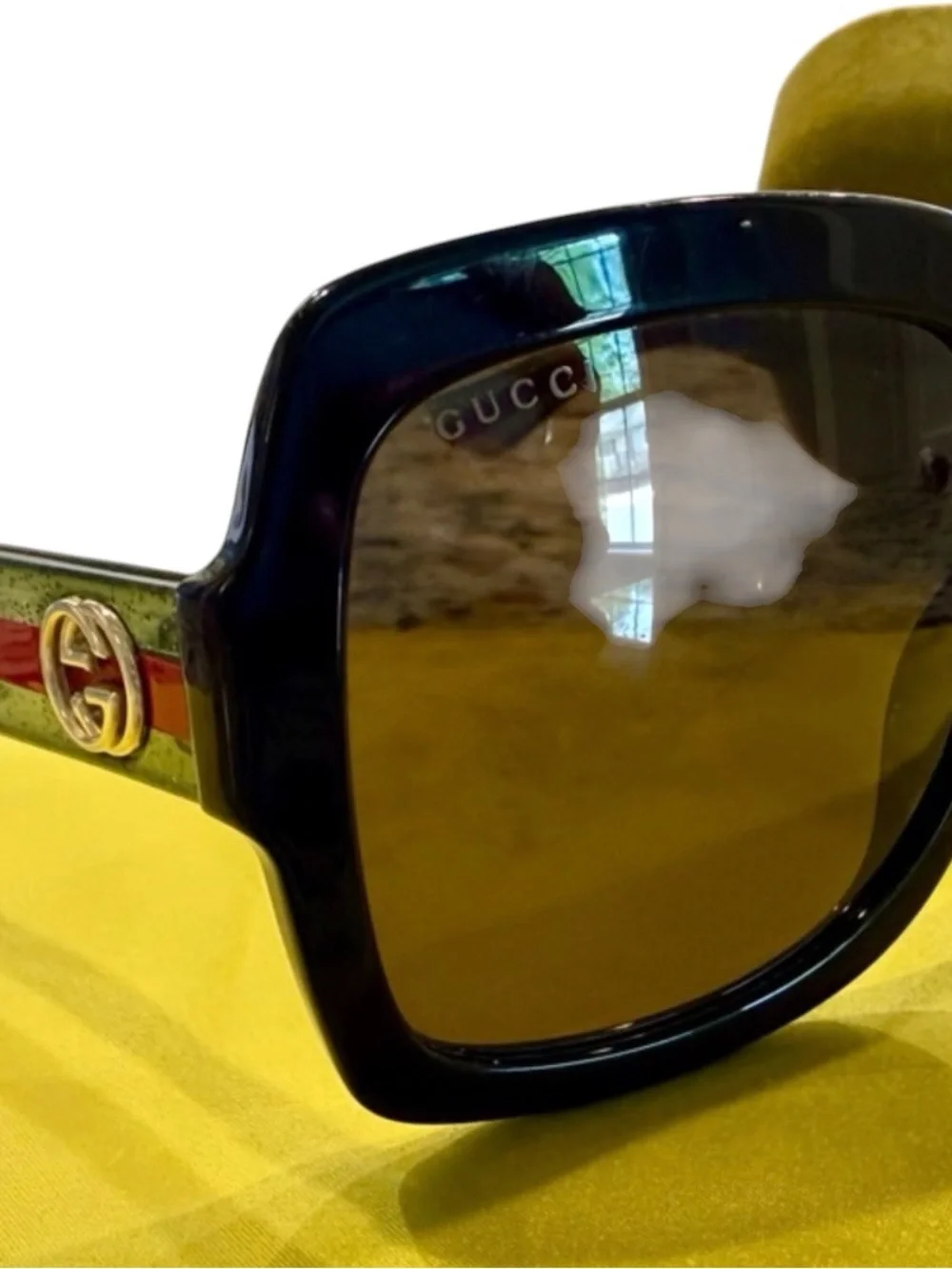 Gucci Black Oversized Square Glitter Women’s Sunglasses